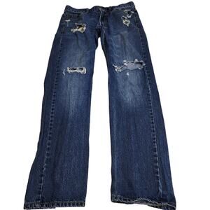 Y2K Aeropostale Zip Fly Dark Denim Destroyed Distressed Jeans Men's Size 29x32